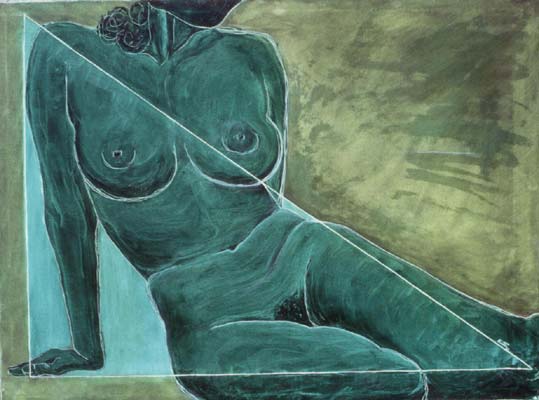 TRIANGOLO-VERDE olio su tela 80 x 60 varie
